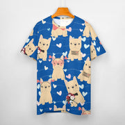 Infinite Fawn French Bulldog Love All Over Print Women's Cotton T-Shirt - 4 Colors-Apparel-Apparel, French Bulldog, Shirt, T Shirt-14