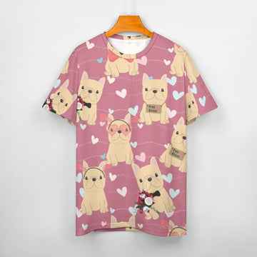 Infinite Fawn French Bulldog Love All Over Print Women's Cotton T-Shirt - 4 Colors-Apparel-Apparel, French Bulldog, Shirt, T Shirt-5