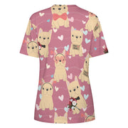 Infinite Fawn French Bulldog Love All Over Print Women's Cotton T-Shirt - 4 Colors-Apparel-Apparel, French Bulldog, Shirt, T Shirt-7