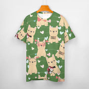 Infinite Fawn French Bulldog Love All Over Print Women's Cotton T-Shirt - 4 Colors-Apparel-Apparel, French Bulldog, Shirt, T Shirt-8