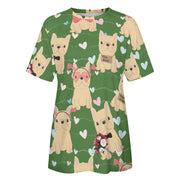 Infinite Fawn French Bulldog Love All Over Print Women's Cotton T-Shirt - 4 Colors-Apparel-Apparel, French Bulldog, Shirt, T Shirt-9