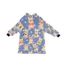 Load image into Gallery viewer, Infinite Fawn French Bulldog Love Blanket Hoodie for Women-Apparel-Apparel, Blankets-CornflowerBlue-ONE SIZE-3