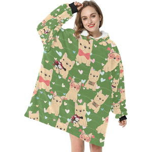 Infinite Fawn French Bulldog Love Blanket Hoodie for Women-Apparel-Apparel, Blankets-8