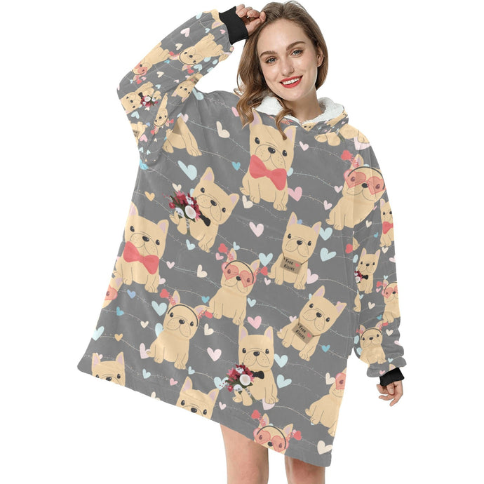 Infinite Fawn French Bulldog Love Blanket Hoodie for Women-Apparel-Apparel, Blankets-15