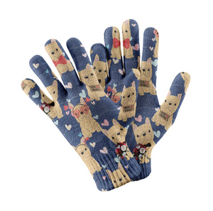 Infinite Fawn French Bulldog Love Touch Screen Gloves-Accessories-Accessories, Dog Dad Gifts, Dog Mom Gifts, French Bulldog, Gloves-Navy-4