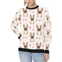 Load image into Gallery viewer, Infinite Fawn French Bulldog Love women&#39;s sweartshirt-Apparel, French Bulldog, Sweatshirt-White-XS-1