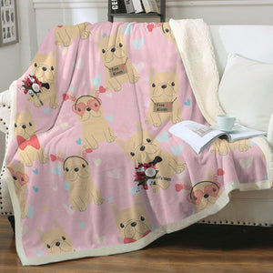 Infinite Fawn Frenchies Love Soft Warm Fleece Blanket - 4 Colors-Blanket-Blankets, French Bulldog, Home Decor-Soft Pink-Small-3