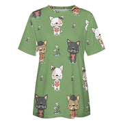 Infinite French Bulldog Love All Over Print Women's Cotton T-Shirt - 4 Colors-Apparel-Apparel, French Bulldog, Shirt, T Shirt-10