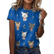Infinite French Bulldog Love All Over Print Women's Cotton T-Shirt - 4 Colors-Apparel-Apparel, French Bulldog, Shirt, T Shirt-13