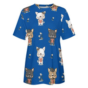 Infinite French Bulldog Love All Over Print Women's Cotton T-Shirt - 4 Colors-Apparel-Apparel, French Bulldog, Shirt, T Shirt-14