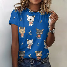 Load image into Gallery viewer, Infinite French Bulldog Love All Over Print Women&#39;s Cotton T-Shirt - 4 Colors-Apparel-Apparel, French Bulldog, Shirt, T Shirt-2XS-DarkSlateBlue-4