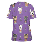 Infinite French Bulldog Love All Over Print Women's Cotton T-Shirt - 4 Colors-Apparel-Apparel, French Bulldog, Shirt, T Shirt-9