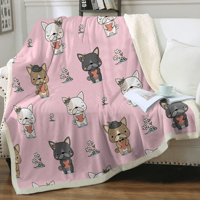 Infinite French Bulldogs Love Soft Warm Fleece Blanket - 4 Colors-Blanket-Blankets, French Bulldog, Home Decor-Soft Pink-Small-1