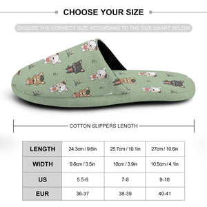 Infinite Frenchie Love Women's Cotton Mop Slippers-Accessories, Dog Mom Gifts, French Bulldog, Slippers-36-37_（5.5-6）-DarkSeaGreen-10