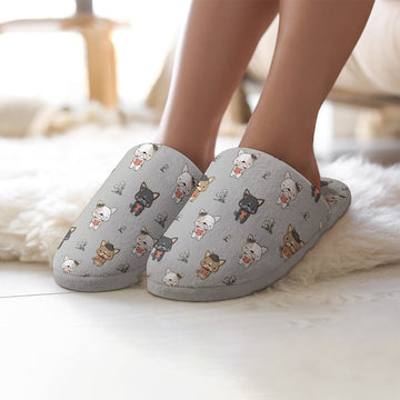 Infinite Frenchie Love Women's Cotton Mop Slippers-Accessories, Dog Mom Gifts, French Bulldog, Slippers-11