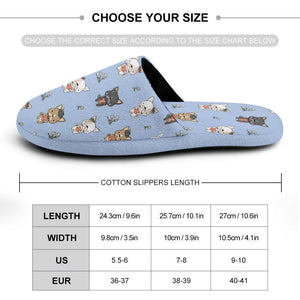 Infinite Frenchie Love Women's Cotton Mop Slippers-Accessories, Dog Mom Gifts, French Bulldog, Slippers-36-37_（5.5-6）-LightSteelBlue-13