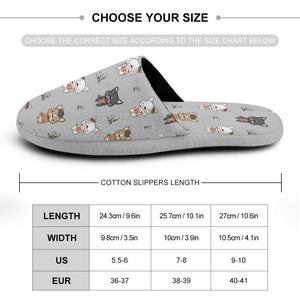 Infinite Frenchie Love Women's Cotton Mop Slippers-Accessories, Dog Mom Gifts, French Bulldog, Slippers-36-37_（5.5-6）-Silver1-15