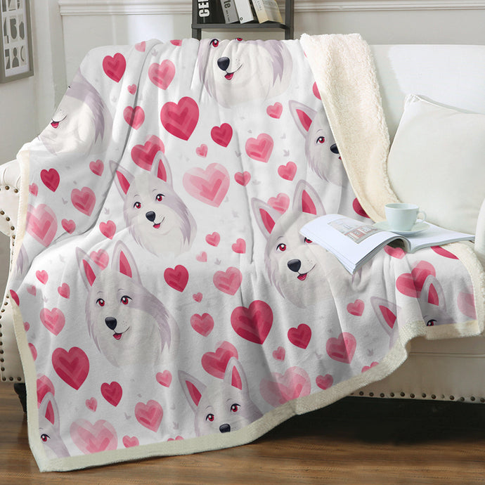 Infinite Gray / White Husky Love Soft Warm Fleece Blanket-Blanket-Blankets, Home Decor, Siberian Husky-Small-1
