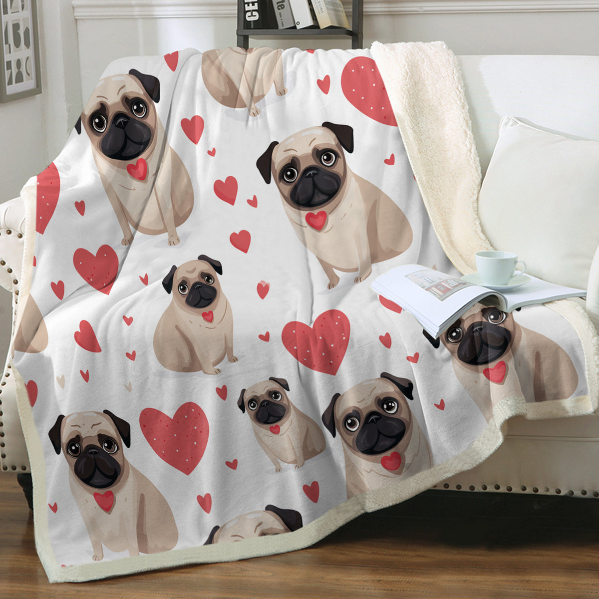 Pug fleece blanket wilko deals