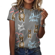 Load image into Gallery viewer, Infinite Red Bull Terrier Love All Over Print Women&#39;s Cotton T-Shirt - 4 Colors-Apparel-Apparel, Bull Terrier, Shirt, T Shirt-10