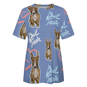 Infinite Red Bull Terrier Love All Over Print Women's Cotton T-Shirt - 4 Colors-Apparel-Apparel, Bull Terrier, Shirt, T Shirt-11