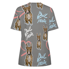 Load image into Gallery viewer, Infinite Red Bull Terrier Love All Over Print Women&#39;s Cotton T-Shirt - 4 Colors-Apparel-Apparel, Bull Terrier, Shirt, T Shirt-13