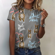 Load image into Gallery viewer, Infinite Red Bull Terrier Love All Over Print Women&#39;s Cotton T-Shirt - 4 Colors-Apparel-Apparel, Bull Terrier, Shirt, T Shirt-2XS-Gray-8