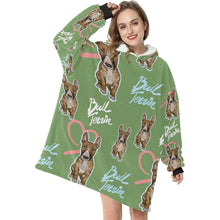 Load image into Gallery viewer, Infinite Red Bull Terrier Love Blanket Hoodie for Women - 4 Colors-Blanket-Apparel, Blanket Hoodie, Blankets, Bull Terrier-3