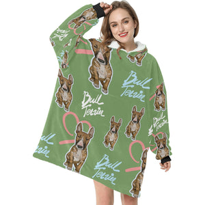 Infinite Red Bull Terrier Love Blanket Hoodie for Women - 4 Colors-Blanket-Apparel, Blanket Hoodie, Blankets, Bull Terrier-3