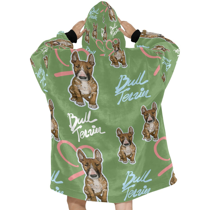 Infinite Red Bull Terrier Love Blanket Hoodie for Women - 4 Colors-Blanket-Apparel, Blanket Hoodie, Blankets, Bull Terrier-4