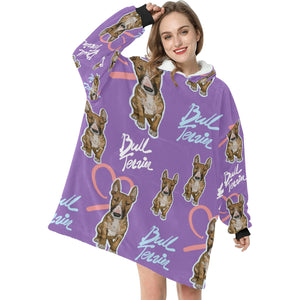 Infinite Red Bull Terrier Love Blanket Hoodie for Women - 4 Colors-Blanket-Apparel, Blanket Hoodie, Blankets, Bull Terrier-7