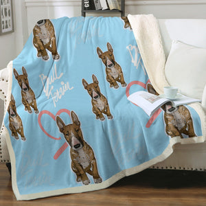 Infinite Red Bull Terrier Love Soft Warm Fleece Blankets - 4 Colors-Blanket-Blankets, Bull Terrier, Home Decor-Sky Blue-Small-4
