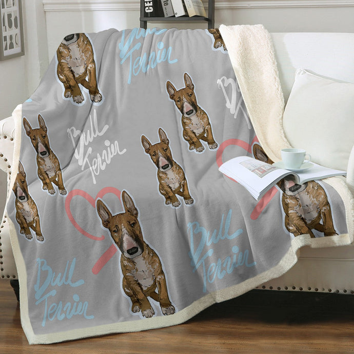 Infinite Red Bull Terrier Love Soft Warm Fleece Blankets - 4 Colors-Blanket-Blankets, Bull Terrier, Home Decor-Warm Gray-Small-1