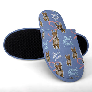 Infinite Red Bull Terrier Love Women's Cotton Mop Slippers-Accessories, Bull Terrier, Dog Mom Gifts, Slippers-2