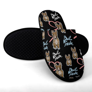 Infinite Red Bull Terrier Love Women's Cotton Mop Slippers-Accessories, Bull Terrier, Dog Mom Gifts, Slippers-8