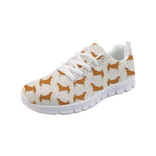 Load image into Gallery viewer, Infinite Shiba Inu Love Women&#39;s Sneakers-Footwear-Dogs, Footwear, Shiba Inu, Shoes-Off White with White Soles-8.5-6
