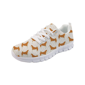 Infinite Shiba Inu Love Women's Sneakers-Footwear-Dogs, Footwear, Shiba Inu, Shoes-Off White with White Soles-8.5-6