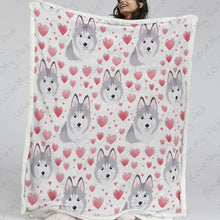 Load image into Gallery viewer, Infinite Silver Husky Love Soft Warm Fleece Blanket-Blanket-Blankets, Home Decor, Siberian Husky-13