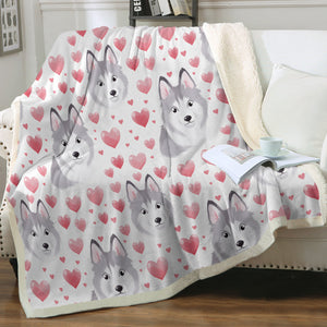 Infinite Silver Husky Love Soft Warm Fleece Blanket-Blanket-Blankets, Home Decor, Siberian Husky-14