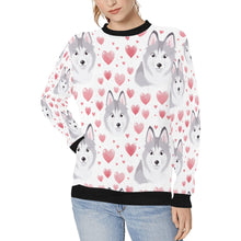 Load image into Gallery viewer, Infinite Husky Love women&#39;s sweartshirt-Apparel, Jewellery, Siberian Husky, Sweatshirt-White-XS-1