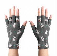 Load image into Gallery viewer, Infinite Westie Love Touch Screen Gloves-Accessories-Accessories,Dog Dad Gifts,Dog Mom Gifts,Gloves,West Highland Terrier-Gray-Fingerless Gloves-3