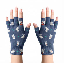 Load image into Gallery viewer, Infinite Westie Love Touch Screen Gloves-Accessories-Accessories,Dog Dad Gifts,Dog Mom Gifts,Gloves,West Highland Terrier-Navy-Fingerless Gloves-1