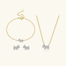 Load image into Gallery viewer, Instant Smile Schnauzer Jewelry Set - Silver Earrings, Necklace &amp; Bracelet-1
