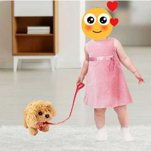 Image of a girl walking her Electric Toy Walking Dog for kids