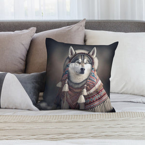 Inuit Elegance Siberian Husky Plush Pillow Case-Cushion Cover-Dog Dad Gifts, Dog Mom Gifts, Home Decor, Pillows, Siberian Husky-2
