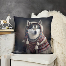 Load image into Gallery viewer, Inuit Elegance Siberian Husky Plush Pillow Case-Cushion Cover-Dog Dad Gifts, Dog Mom Gifts, Home Decor, Pillows, Siberian Husky-3