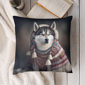 Inuit Elegance Siberian Husky Plush Pillow Case-Cushion Cover-Dog Dad Gifts, Dog Mom Gifts, Home Decor, Pillows, Siberian Husky-4