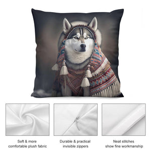 Inuit Elegance Siberian Husky Plush Pillow Case-Cushion Cover-Dog Dad Gifts, Dog Mom Gifts, Home Decor, Pillows, Siberian Husky-5