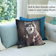 Load image into Gallery viewer, Inuit Elegance Siberian Husky Plush Pillow Case-Cushion Cover-Dog Dad Gifts, Dog Mom Gifts, Home Decor, Pillows, Siberian Husky-7