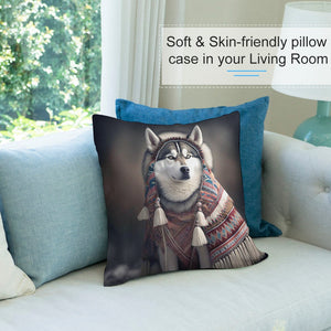 Inuit Elegance Siberian Husky Plush Pillow Case-Cushion Cover-Dog Dad Gifts, Dog Mom Gifts, Home Decor, Pillows, Siberian Husky-7